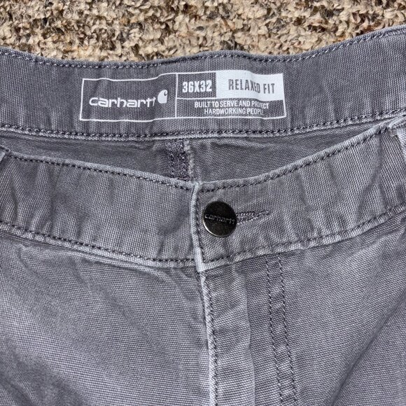 Carhartt Straight Fit Canvas Work Pants Mens 36 x 32 Gray Workwear Rugged Flex - Picture 2 of 4